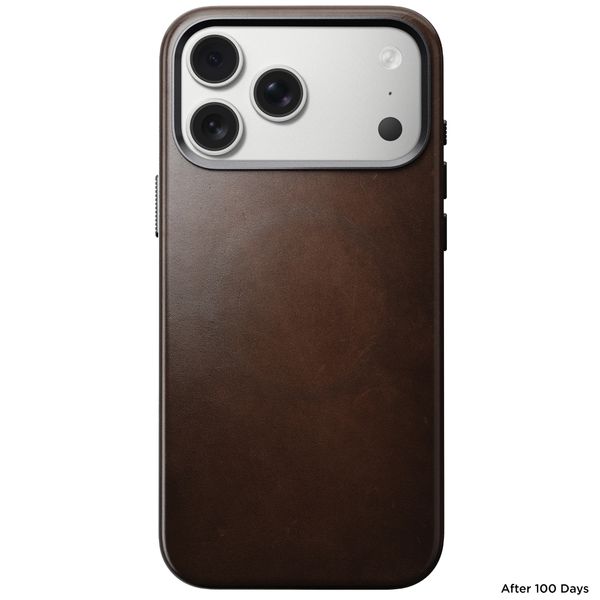 Nomad Traditional Horween Leather Backcover met MagSafe Apple iPhone 17 Pro Max - Rustic Brown