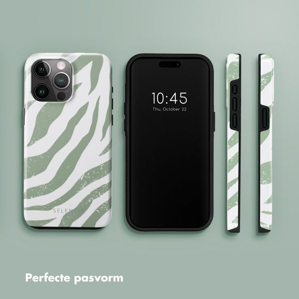 Selencia Vivid Tough Backcover iPhone 15 Pro Max - Colorful Zebra Sage Green