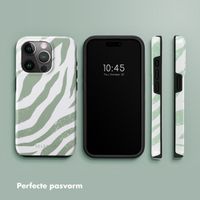 Selencia Vivid Backcover Apple iPhone 15 Pro - Colorful Zebra Sage Green