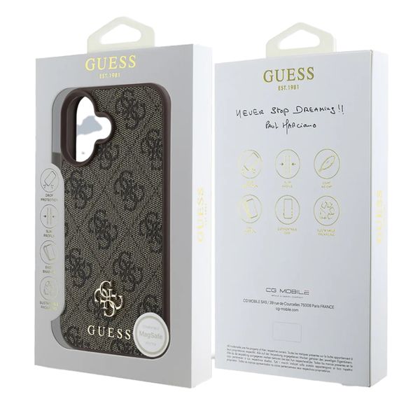Guess 4G Metal Logo Backcover MagSafe Apple iPhone 16 - Bruin