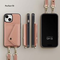 Selencia Sera Phone Case with Cord and Envelope Card Holder Apple iPhone 15 - Old Pink