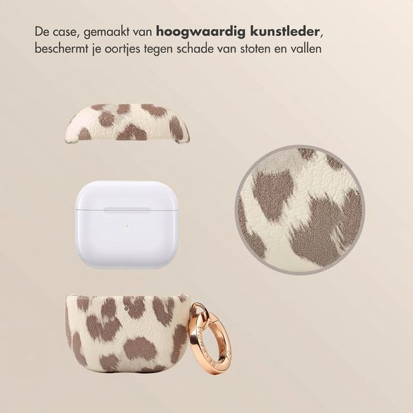 Selencia Sabi Case met panterprint  Apple Airpods 4 - Soft Ivory