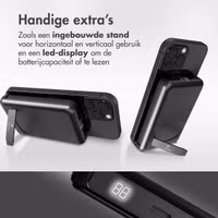 imoshion MagSafe Powerbank met standaard + Accezz Ultra Slim GaN Oplader + Accezz USB-C naar USB-C kabel - 1 meter - Zwart