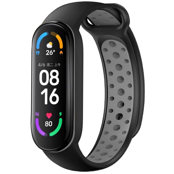 imoshion Siliconen sport bandje Xiaomi Mi Band 5 / 6 - Zwart / Grijs