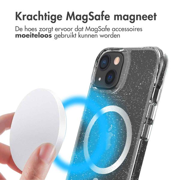 imoshion Clear Glitter Backcover met MagSafe Apple iPhone 13 - Zilver