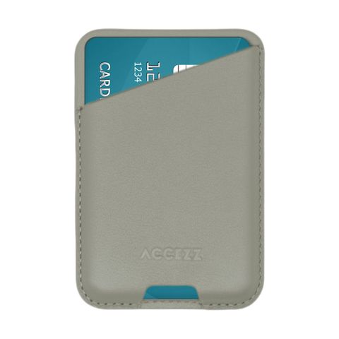 Accezz Leather Card Holder - Compatible with MagSafe and Qi2 - Light Grey