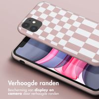 Selencia Siliconen design hoesje met afneembaar koord Apple iPhone 11 - Irregular Check Sand Pink