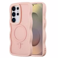 Selencia Wavy Backcover met MagSafe Samsung Galaxy S25 Ultra - Soft Pink