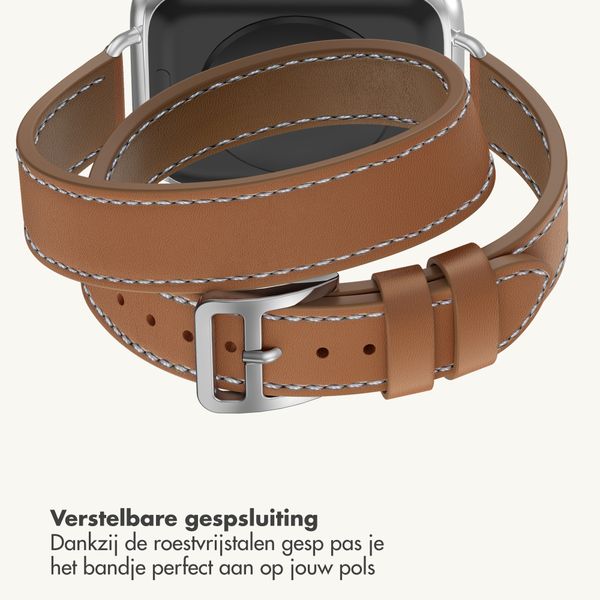 Selencia Élan Double strap bandje Apple Watch | 38/40/41/42 mm - Lichtbruin