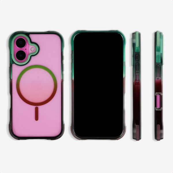 Selencia Gradient Backcover met MagSafe Apple iPhone 16 - Groen / Bruin