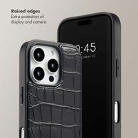 Selencia Nova Croco Phone Case with Cord and Card Holder Apple iPhone 16 Pro - Black