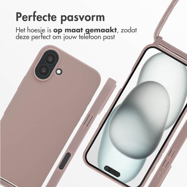 imoshion Siliconen hoesje met koord iPhone 16 Plus - Sand Pink