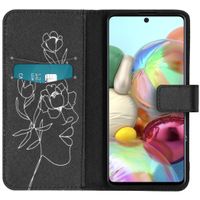 imoshion Design Softcase Bookcase Galaxy A71 - Woman Flower Black