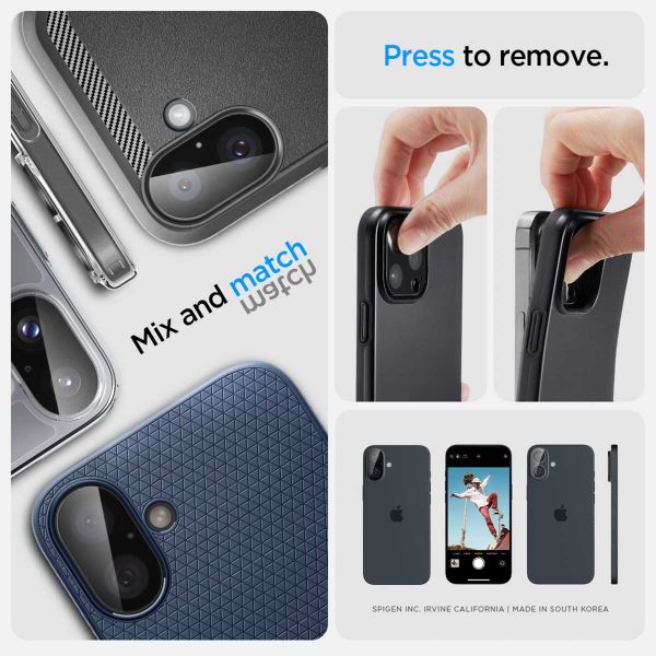 Spigen GLAStR EZ Fit Optik Camera Protector 2 Pack Apple iPhone 16 Plus - Black