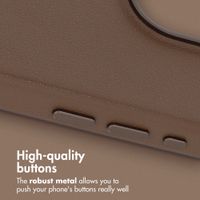 Accezz Leather Back Cover with MagSafe Apple iPhone 15 Pro - Coffee Brown