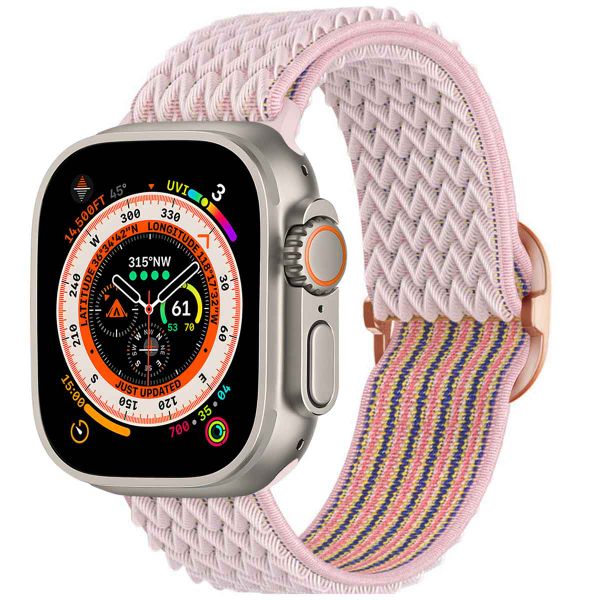 imoshion Elastisch nylon bandje Apple Watch Series 1 t/m 10 / SE / Ultra (2) (44/45/46/49 mm) - Roze