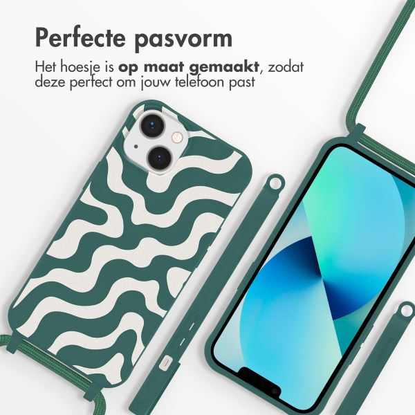 imoshion Siliconen design hoesje met koord Apple iPhone 13 - Petrol Green Groovy