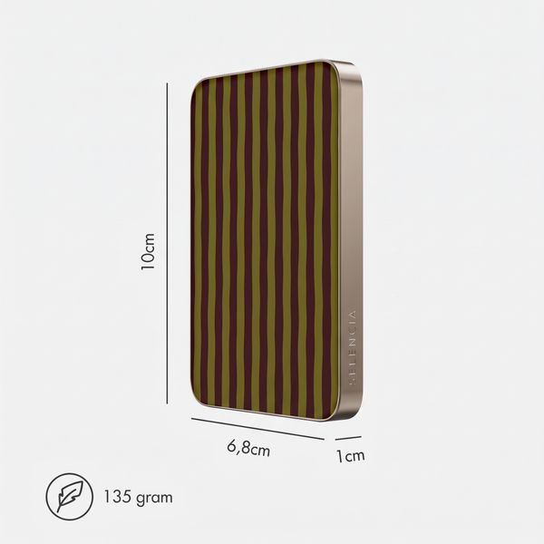 Selencia Vivid Powerbank 5.000 mAh - Draadloze Powerbank - MagSafe en Qi - Desert Gold / Bonbon Stripe Matcha