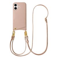 Selencia Nova Telefoonhoes met Koord en Pashouder Apple iPhone 16 - Dusty Rose