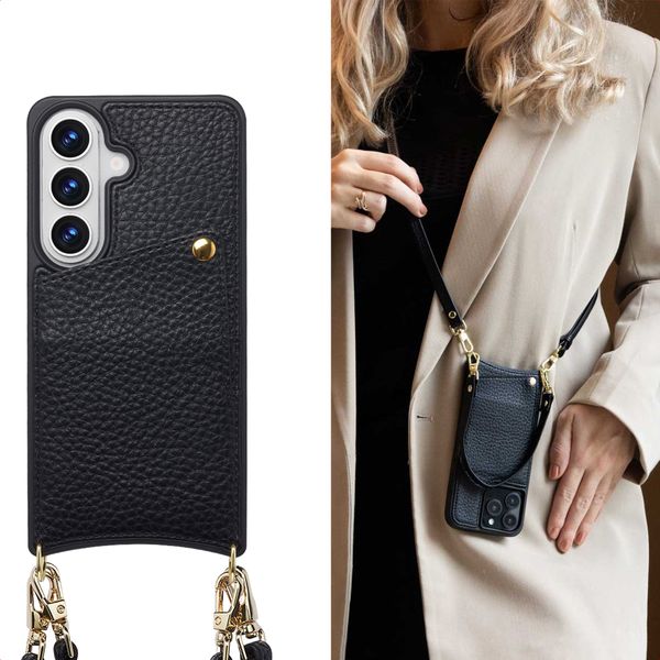 Selencia Nova Telefoonhoes met Koord en Pashouder Samsung Galaxy S26 - Zwart