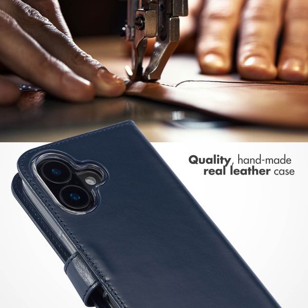 Selencia Genuine Leather Book Case Apple iPhone 16 - Blue