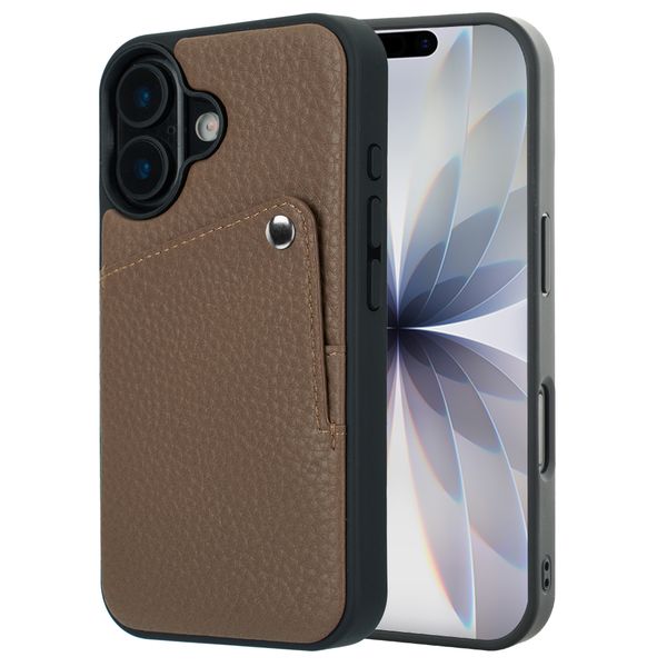 Selencia Riva Backcover met Pashouder Apple iPhone 17 - Mocha Brown