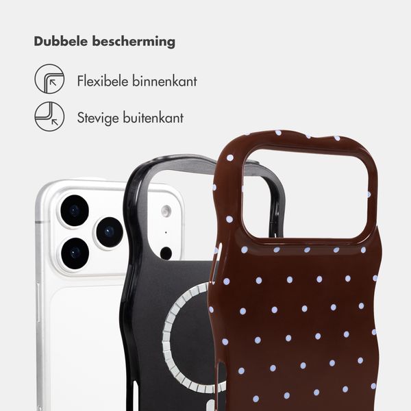 Selencia Vivid Wavy Backcover met MagSafe Apple iPhone 17 Pro - Happy Dots Chocolate