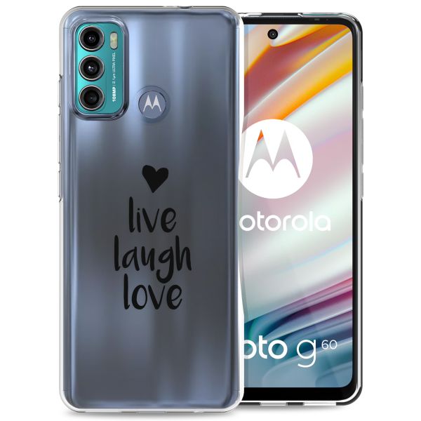 imoshion Design hoesje Motorola Moto G60 - Live Laugh Love - Zwart