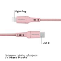 imoshion Lightning naar USB-C kabel - Non-MFi - Gevlochten textiel - 1 meter - Roze