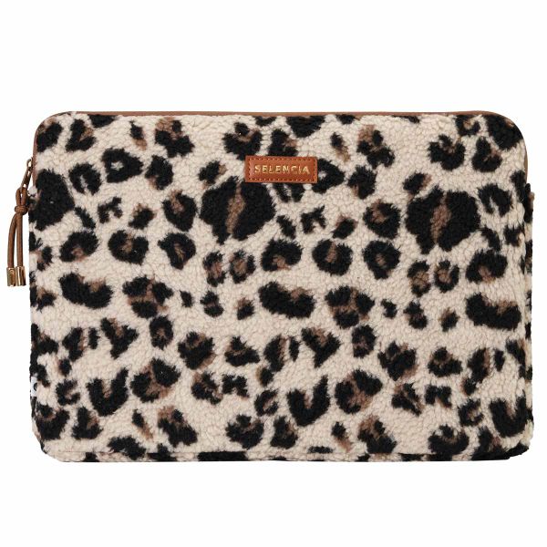 Selencia Teddy Laptop hoes 13-14 inch - Laptopsleeve - Leopard