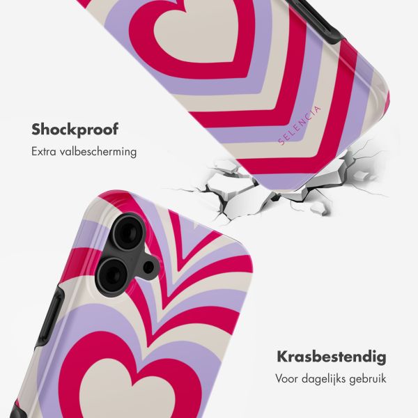 Selencia Vivid Tough Backcover met MagSafe iPhone 16 - Double Hearts Rubine Red Lilac