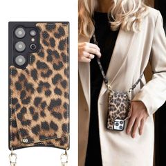 Selencia Nova Telefoonhoes met Koord en Pashouder Samsung Galaxy S24 Ultra - Leopard