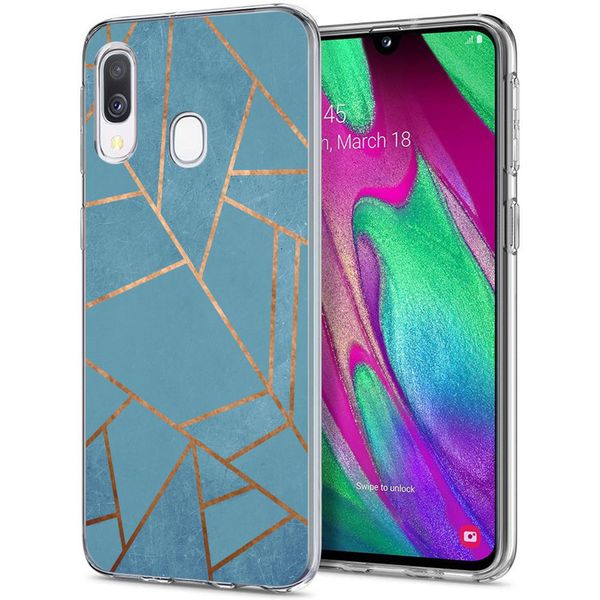 imoshion Design hoesje Samsung Galaxy A20e - Grafisch Koper / Blauw