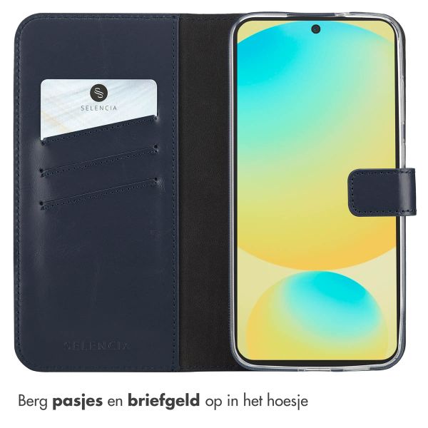 Selencia Echt Leren Bookcase Samsung Galaxy S25 FE - Blauw