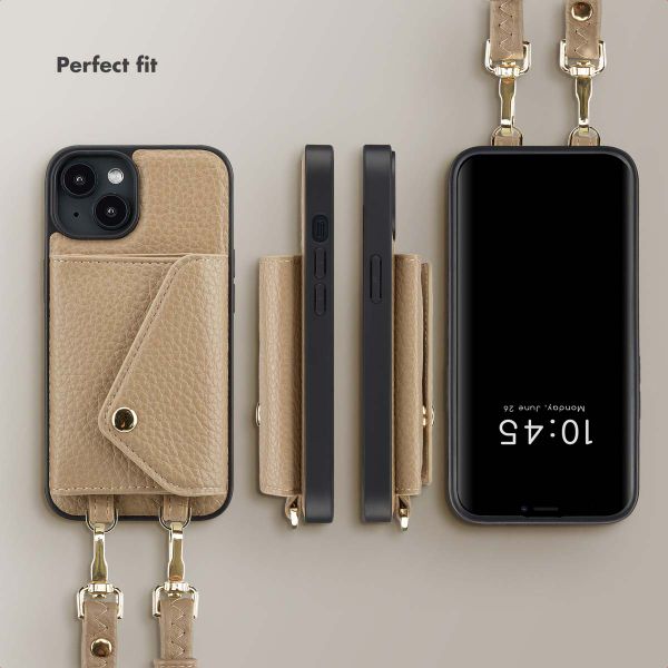 Selencia Sera Phone Case with Cord and Envelope Card Holder Apple iPhone 14 - Taupe
