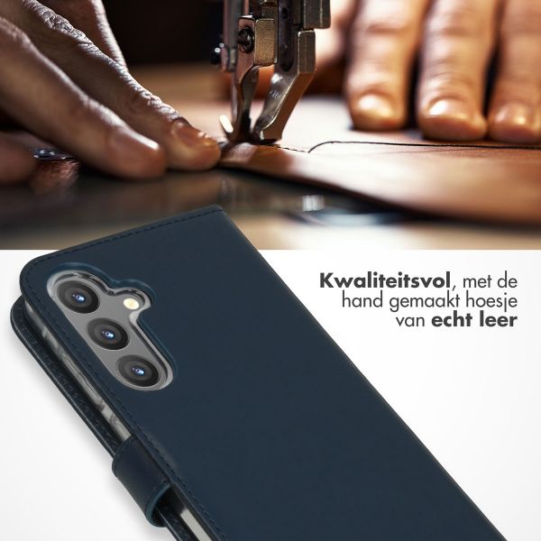 Selencia Echt Leren Bookcase Samsung Galaxy S24 Plus - Donkerblauw