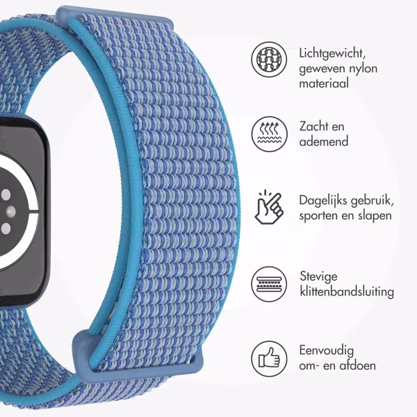 imoshion Nylon bandje Apple Watch Series 1 t/m 11 / SE / Ultra (44/45/46/49 mm) - Marine Blue