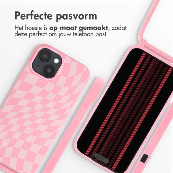 imoshion Siliconen design hoesje met koord Apple iPhone 15 - Retro Pink