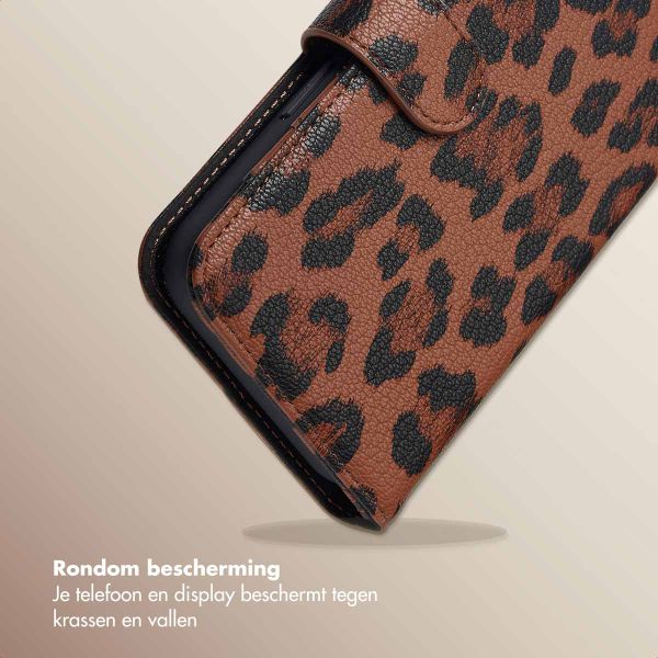 Selencia Sabi Bookcase met Panterprint Apple iPhone 14 / 13 - Mocha Brown