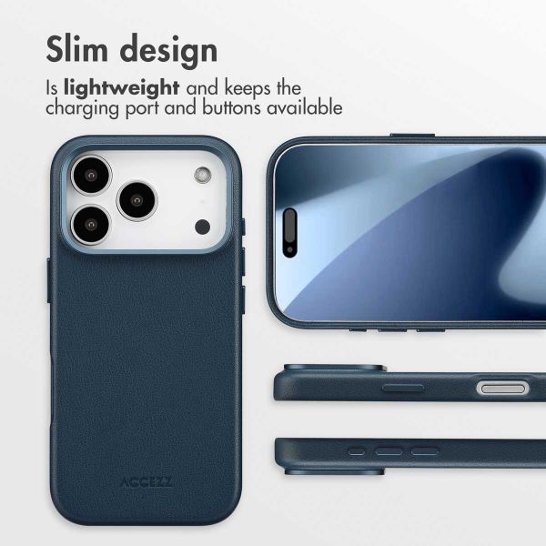 Accezz Leather Back Cover with MagSafe Apple iPhone 17 Pro - Nightfall Blue