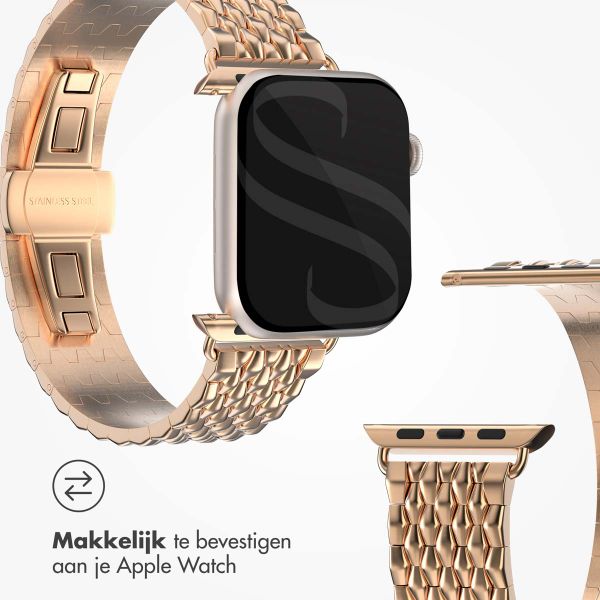 Selencia Stalen draak band Apple Watch Series 1 t/m 9 / SE (38/40/41 mm) | Series 10 (42 mm) - Rose Goud