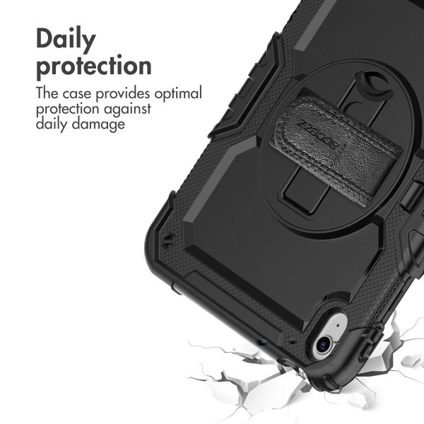 Accezz Rugged Back Cover with shoulder strap Apple iPad 11 (2025) 11 inch A16 / iPad 10 (2022) 10.9 inch - Black