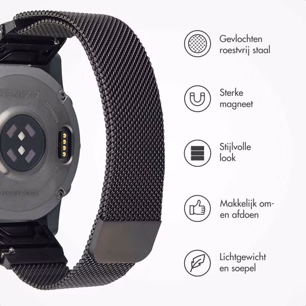 imoshion QuickFit® Milanees bandje Garmin Watch | 22 mm aansluiting - Zwart
