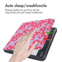 imoshion Design Slim Hard Case Sleepcover met stand Kobo Libra Colour - Dusty Rose Blossom