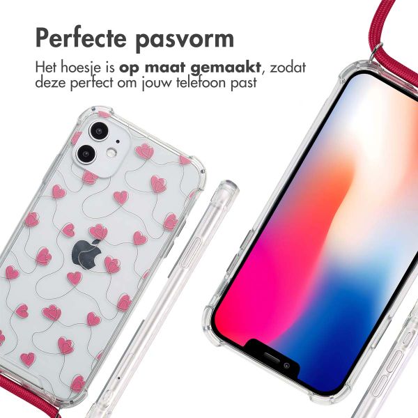 imoshion Design hoesje met koord Apple iPhone 11 - Dusty Rose Connected Hearts
