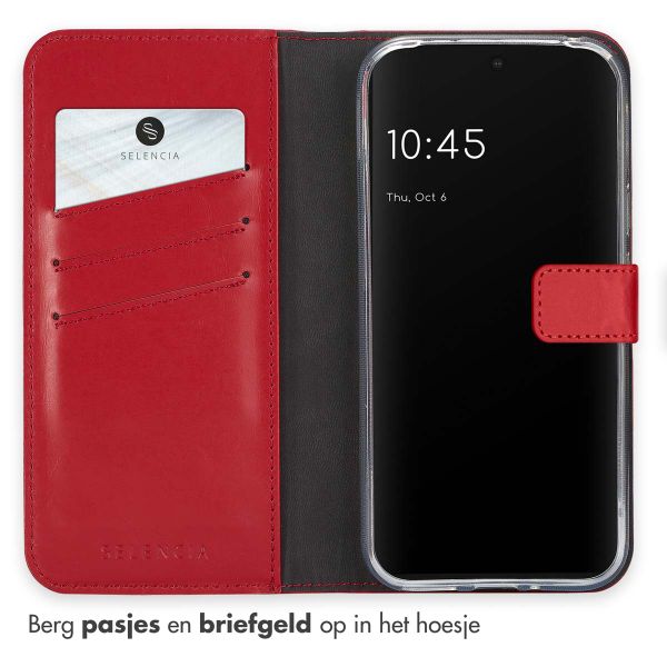 Selencia Echt Leren Bookcase Google Pixel 9 / 9 Pro - Rood