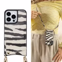 Selencia Nova Telefoonhoes met Koord en Pashouder Apple iPhone 13 Pro - Zazzy Zebra