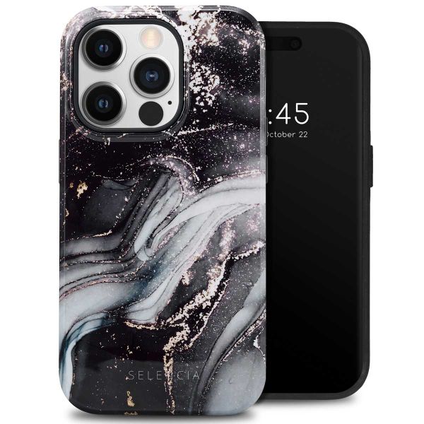 Selencia Vivid Tough Backcover iPhone 14 Pro - Chic Marble Black