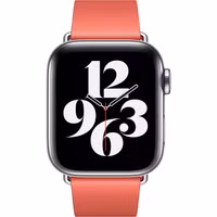Apple Leather Band Modern Buckle Apple Watch Series 1 t/m 9 / SE (38/40/41 mm) | Series 10 / 11 (42 mm) - Maat L - Pink Citrus