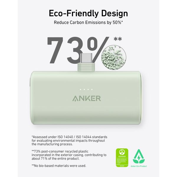 Anker Nano Powerbank met ingebouwde USB-C connector - 5.000 mAh - Zwart